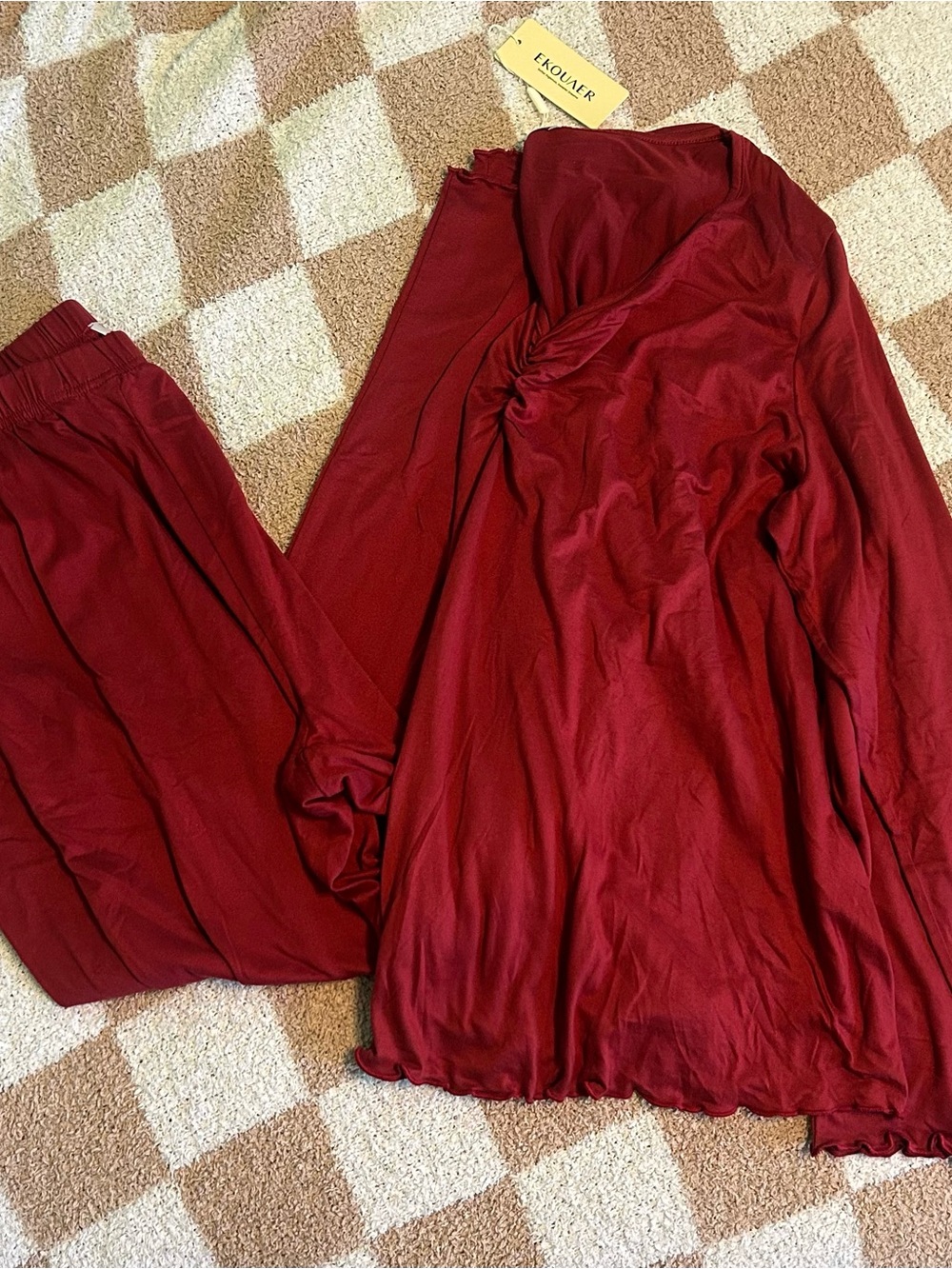 Silky Red Lounge Set - Vibrant Red